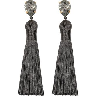 Jennifer Behr Francine Silk Tassel Drop Earrings in Black Diamond at Nordstrom