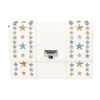 Jimmy Choo London Multi-Color White Leather Clutch Bag (Pre-Owned)