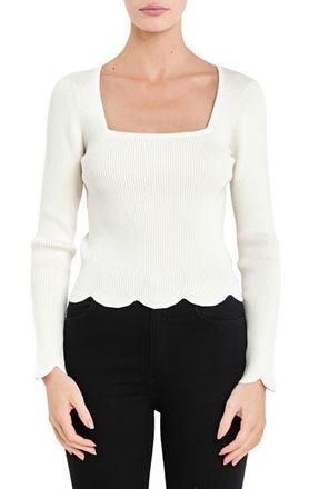 English Factory Scallop Hem Sweater in Cream at Nordstrom, Size Small
