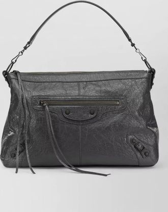 Balenciaga le city moto leather shoulder bag