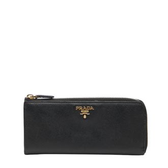 Prada Black Leather Long Wallet (Bi-Fold) (Pre-Owned)