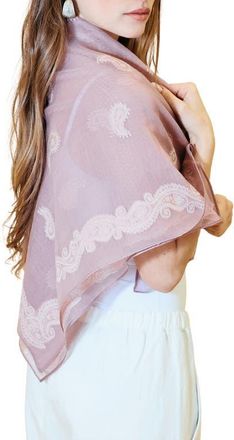 Petit Moments Everly Paisley Glitter Square Scarf in Rose at Nordstrom