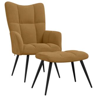 vidaXL Sill&oacute;n De Relax Con Taburete Terciopelo Marr&oacute;n Vidaxl