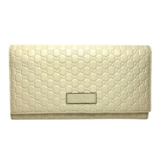 Gucci Pre-owned Wallets, female, Beige, Size: ONE SIZE Pre-owned Microguccissima Leather Long Wallet