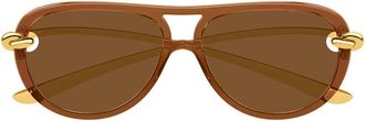 Bottega Veneta Sunglasses Bv1418 S 004 Gold/Brown Women