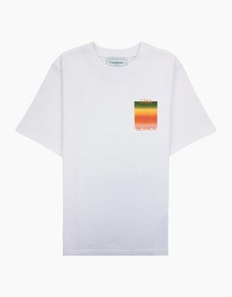 Casablanca Mens Casablanca Gradient Square Logo Printed T Shirt White 001 - Size: 38