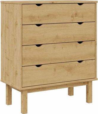 vidaXL Cassettiera Otta 76,5x39,5x90 Cm In Legno Massello Di Pino - Vidaxl