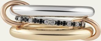 Spinelli Kilcollin Libra 18k Gold and Silver 3-Link Ring with Micropave Diamonds