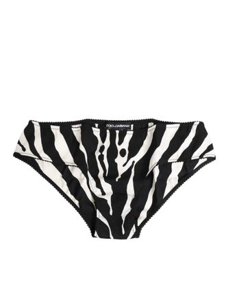 Dolce & Gabbana Black White Zebra Print Slip Briefs Womens Underwear