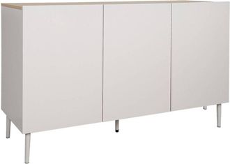Sweeek Sideboard metal and wood decor 3 doors 120 cm beige and natural - Ashton