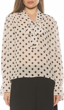 Alexia Admor Bow Shirt in Ivory Polka at Nordstrom Rack, Size X-Small