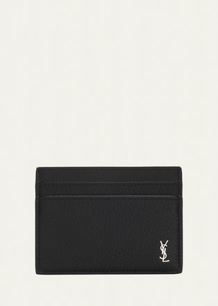 Saint Laurent Mens Tiny Cassandre YSL Card Holder in Leather