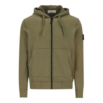 Stone Island Hoodies & sweatvesten, Heren, Groen, M, Katoen, Regular-fit zip-up hooded sweatshirt