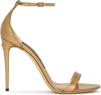 Dolce & Gabbana Keira Metallic Hoge Hak Sandalen - Dames - Sandalen met hakken - Geel - 39 1/2 EU - Leer - Schoenen