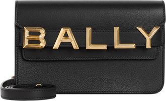 Bally Logo Crossbody Vernice Black Grained Calf Leather Shoulder Bag