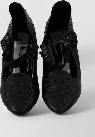 Dolce & Gabbana crystal embellished floral patent pumps