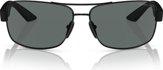 Prada 65mm Oversize Polarized Pillow Sunglasses in Black at Nordstrom