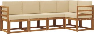 vidaXL Conjunto De Sof&aacute;s De Exterior 5 Uds. Natural Y Beige Vidaxl
