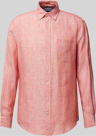 Christian Berg Regular Fit Leinenhemd mit Button-Down-Kragen in Kupfer, Gr&ouml;&szlig;e M