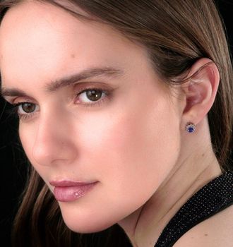 The Diamond Store Tanzanite 6 x 4mm And Diamond Cluster 9K White Gold Earrings