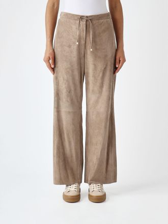 Max Mara S Max Mara Pantaloni a gamba larga in pelle scamosciata con vita alta