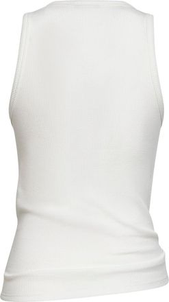Paco Rabanne Womens White Ribbed Stretch Cotton Tank Top