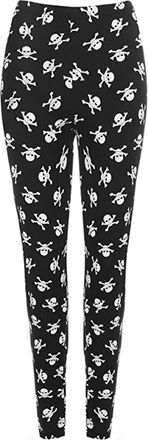 Purple Hanger New Ladies Vertical Stripe Print Elasticated Waist Womens Patterned Long Stretch Fit Leggings (12-14, Skull Bone)