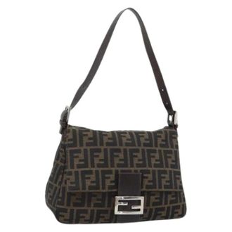 Fendi Pre-owned Shoulder Bags, female, Brown, Size: ONE SIZE Pre-owned Zucca Canvas Shoulder Bag