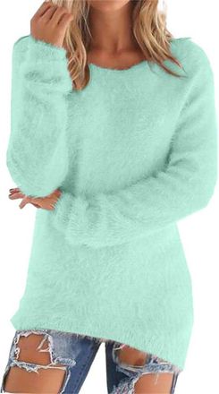 Generic Sweatshirts for Women UK Fleece Sweatshirts for Women UK Winter Warm Long Sleeve Solid Color Jumpers Stretch Crewneck Tunic Tops Ladies Soft Cozy Plus