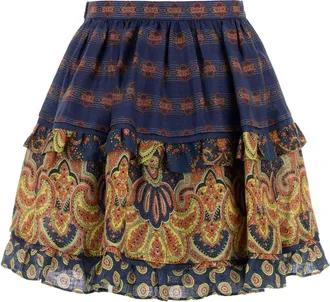 Valentino Garavani Womens Printed Linen Skirt Indacomulticolor Gonne