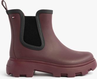 Tommy Hilfiger Flag Ankle Rainboot Womens Boots Rosewood Brown - Red Rubber - Size UK 6.5