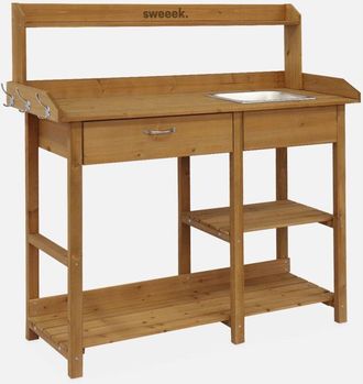 Sweeek Sweeek - Mesa De Madera Para Macetas, Capucine, Madera, 117x45x121 Cm