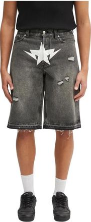 A Bathing Ape Destroyed Sta Denim Shorts - Heren - Denim shorts - Grijs - XL - Denim - Korte Broeken