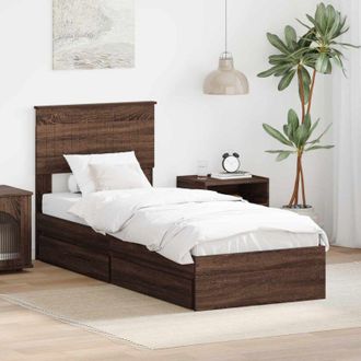 vidaXL Estructura De Cama Gris Sonoma 75 X 190 Cm Madera Contrachapada