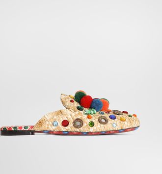 Dolce & Gabbana Raffia Mules With Embroidery - Woman Slides And Mules Multicolor 40