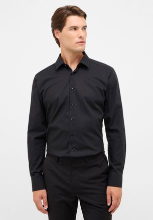 Eterna Langarmhemd ETERNA SLIM FIT, Herren, Gr. 38, Normalgr&ouml;ssen, schwarz, Popeline, 100% Baumwolle, schmal, Manschette, Hemden Langarmhemd, NON IRON (b&uuml;gel