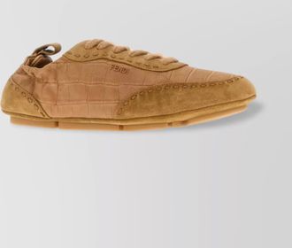 Fendi leather and suede low-top sneakers