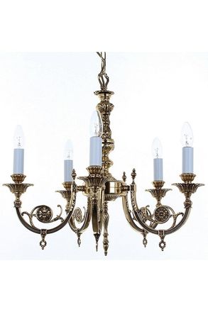 Netlighting Chelsea Polished Brass 5 Arm Chandelier in Yellow