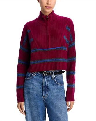 Staud Cropped Hampton Sweater In Crimson Stripe