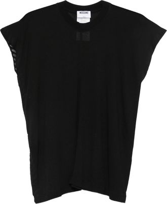 Moschino Black Relaxed Viscose Flutter Sleeve T-Shirt