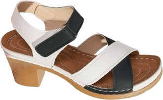 Generic Summer Womens Orthopedic Sandals & Slides Summer New Strap Chunky Heel Roman Flower Side Buckle Open Toe Mid Sandles (Black, 7.5)