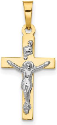 Diamond2Deal 14k Yellow Gold and White Rhodium Polished Inri Crucifix Pendant