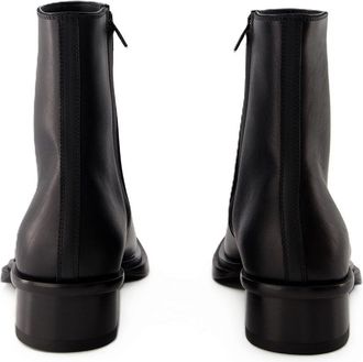 Alexander McQueen Mens Cuban Stack Heel Leather Ankle Boot Black