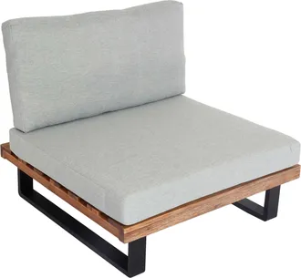 Hhg Nunca Usado] Sill&oacute;n Hhg 469, Sill&oacute;n De Jard&iacute;n, Madera De Acacia Hilada Con Certificado Mvg Aluminio, Marr&oacute;n Claro, Tapizado Gris Claro