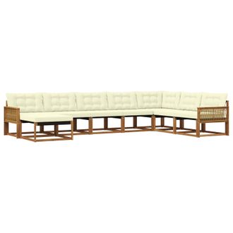 vidaXL Conjunto De Sof&aacute;s De Exterior Con Coj&iacute;n 8 Pcs Natural Y Crema Vidaxl