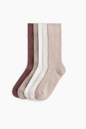 H&M 5er-Pack Socken - Beigemeliert/Weiss/Altrosa