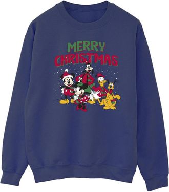 Disney Heren Mickey Mouse Vrolijk Kerstfeest Figuren Sweatshirt (Marineblauw)