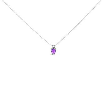 House of Brilliance 14K Gold 5X5 MM Heart Shaped Gemstone Solitaire Pendant Necklace in Purple Amethyst | White at Nordstrom