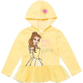 Disney Princess Zip-Up Hooded Sweatshirt in Belle Yellow at Nordstrom, Size 10-12