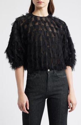 BOSS Baima Fray Texture Top in Black at Nordstrom Rack, Size 0